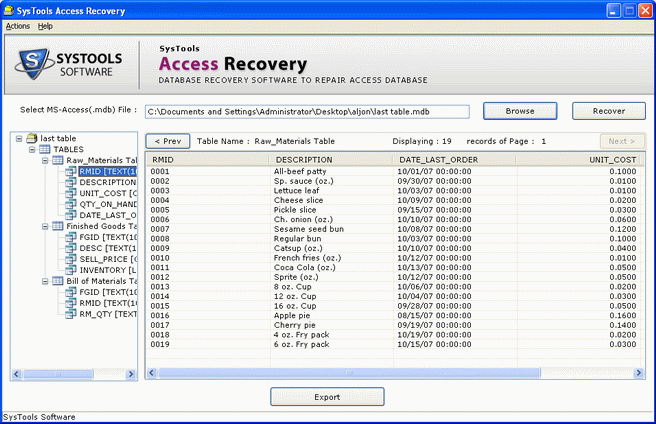 Click to view Repair Access Database 3.2 screenshot